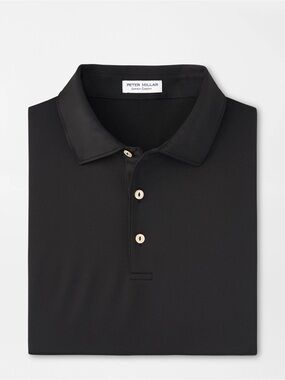 Peter Millar Men's Black Performance Jersey Short-Sleeve Polo Shirt Size Large
